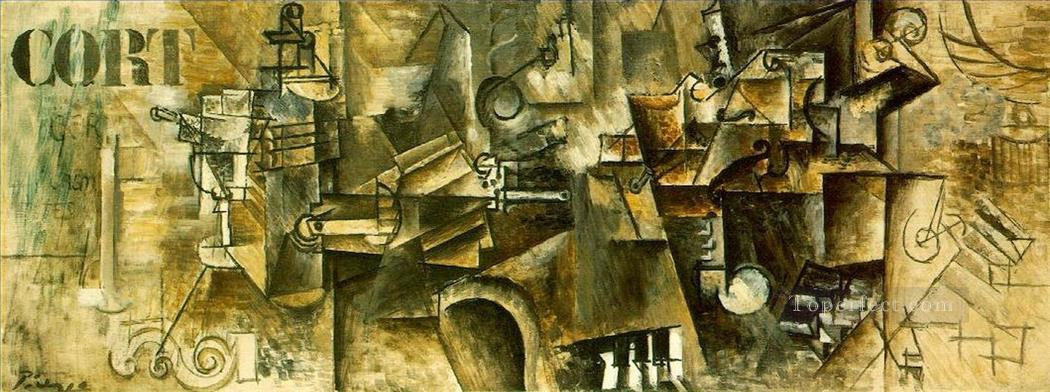 Still life on a piano CORT 1911 Pablo Picasso Oil Paintings